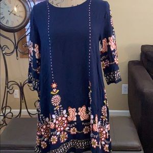 Navy blue floral midi dress